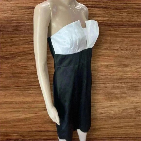 Vintage Fashion Gold 80’s Strapless Satin sexy wiggle cocktail dress-M - Picture 4 of 8